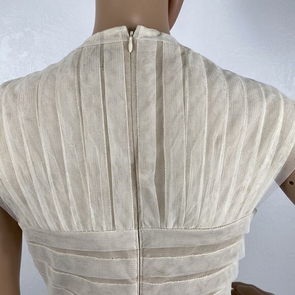 Adrianna Papell ivory color square neck mesh sheath dress size 8 - Picture 5 of 11